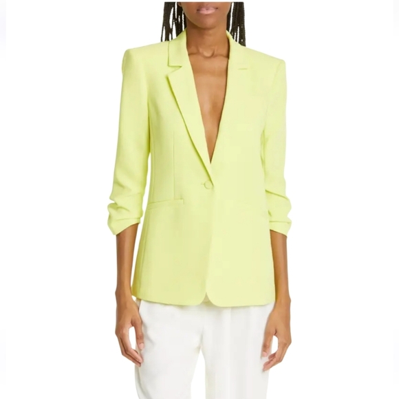 Cinq à Sept's Women's Khloe Crepe Ruched Blazer In Key Lime Size 6 - Picture 1 of 6